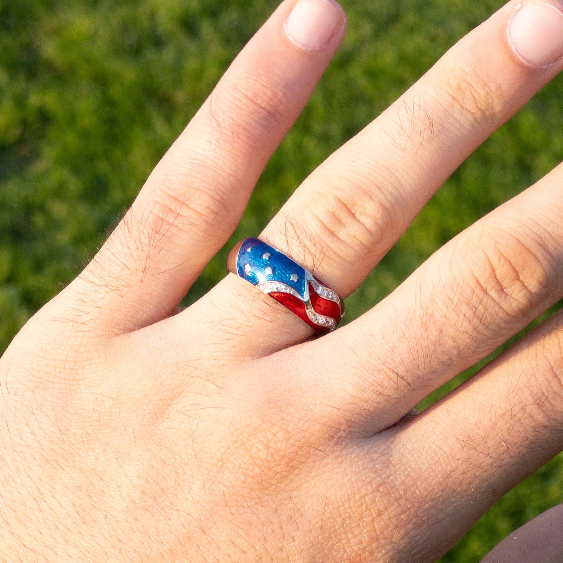 American Flag Ring - 925 Sterling Silver