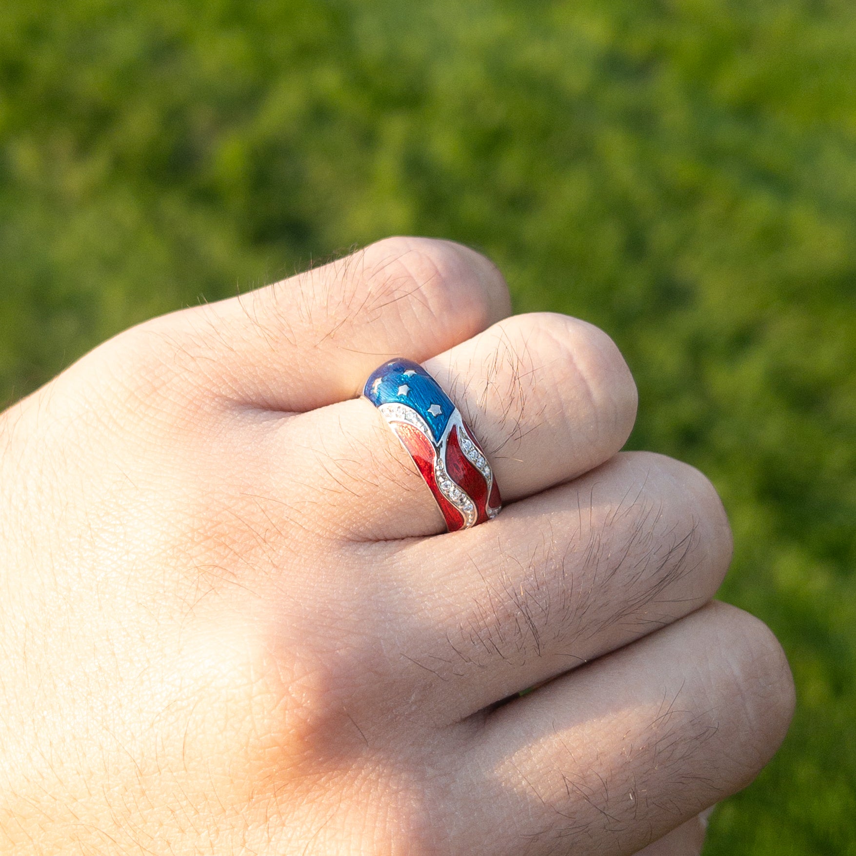 American Flag Ring - 925 Sterling Silver