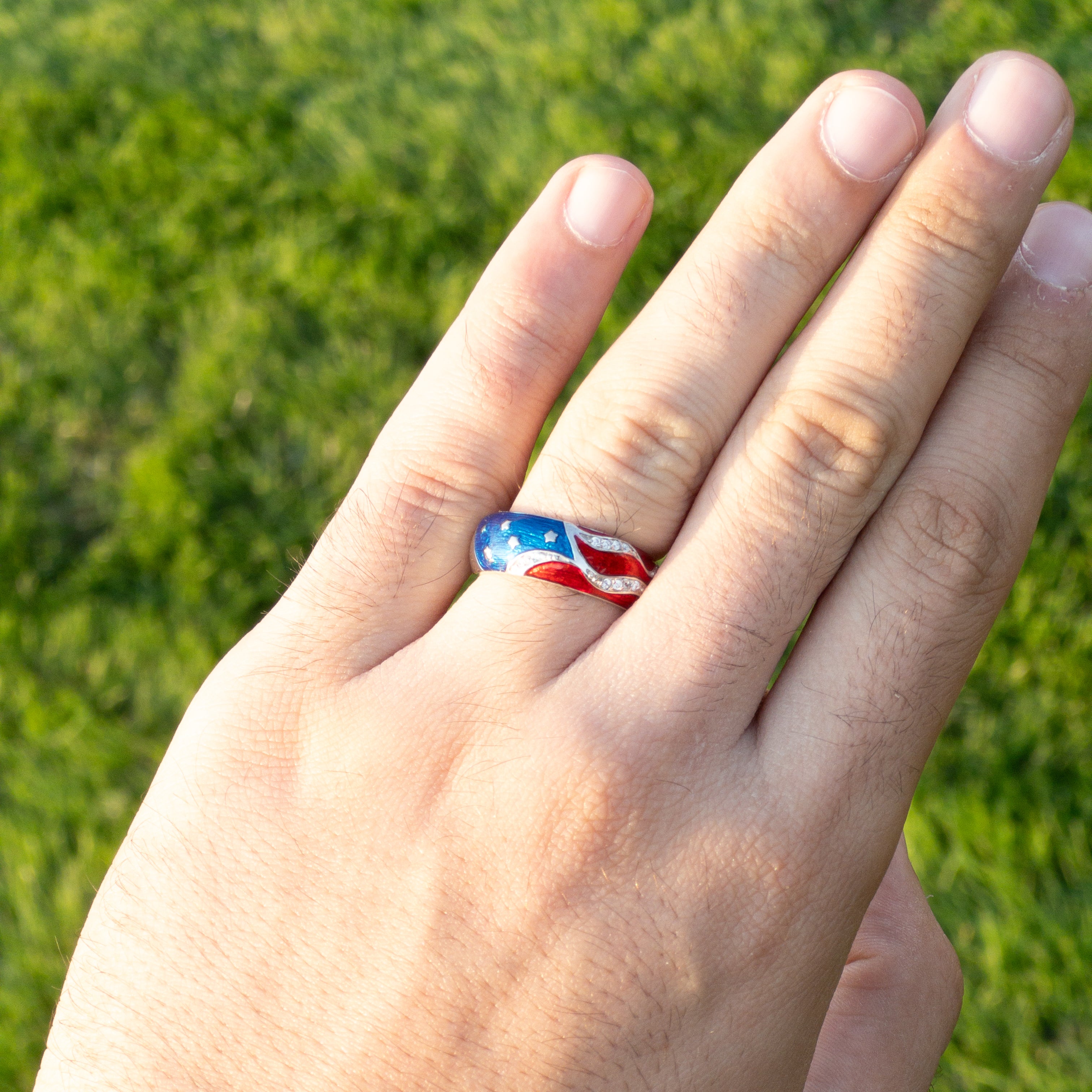 American Flag Ring - 925 Sterling Silver