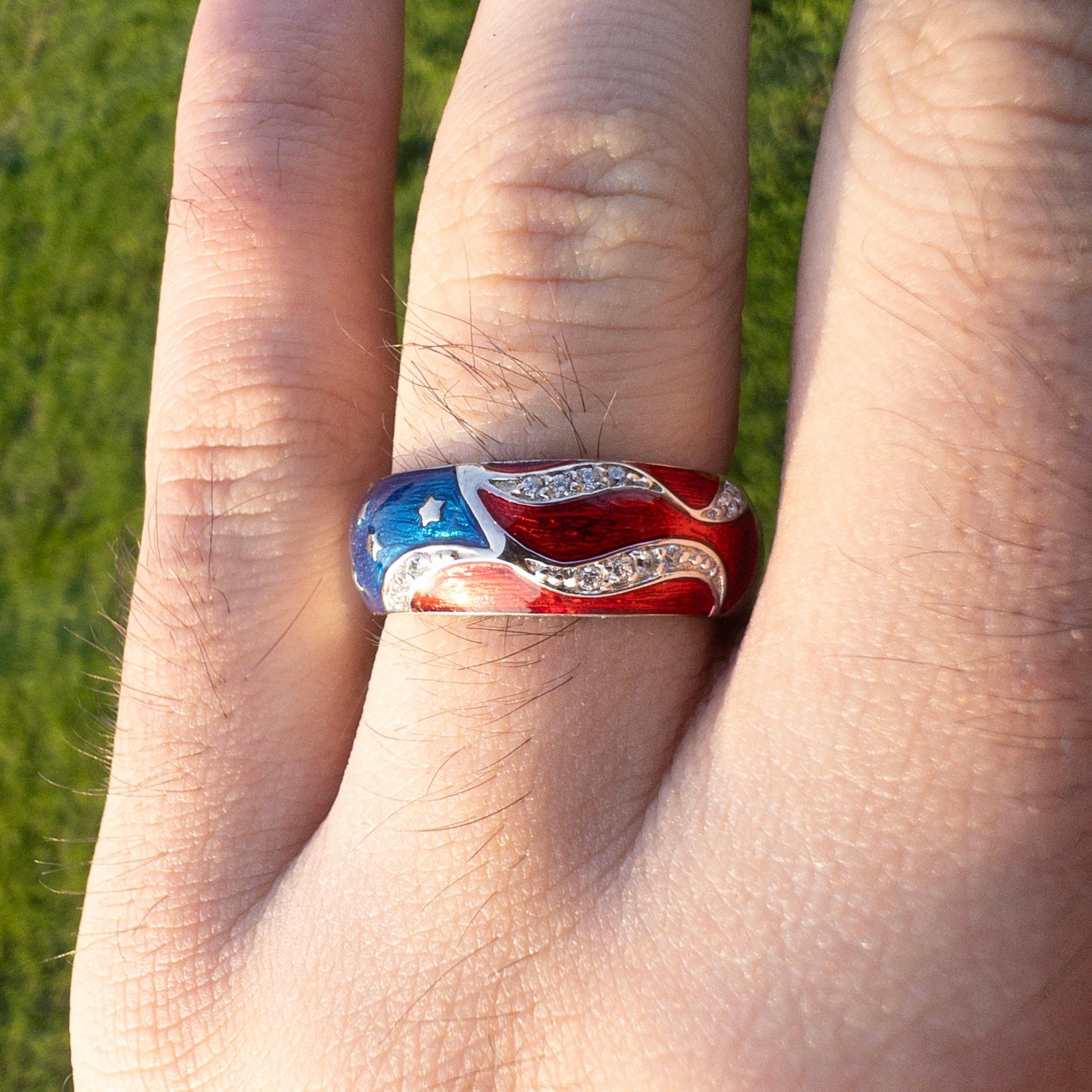 American Flag Ring - 925 Sterling Silver
