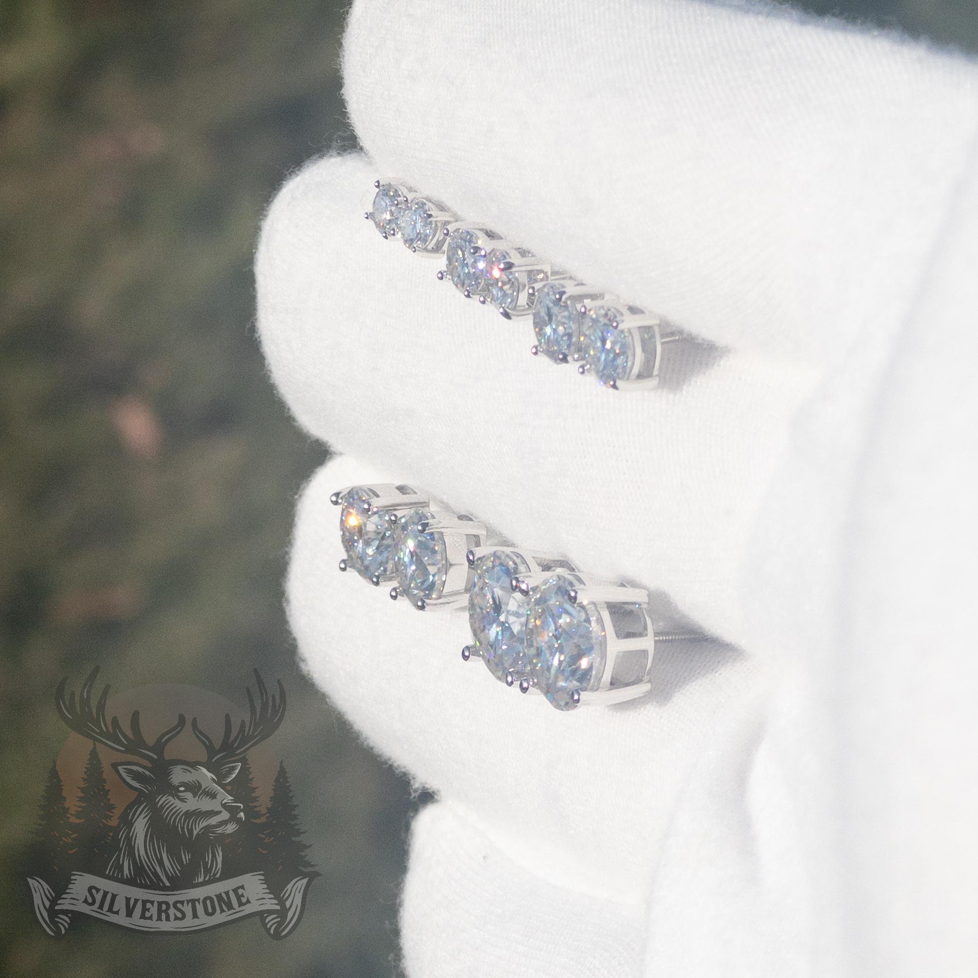 Moissanite Stud Earrings - 925 Sterling Silver