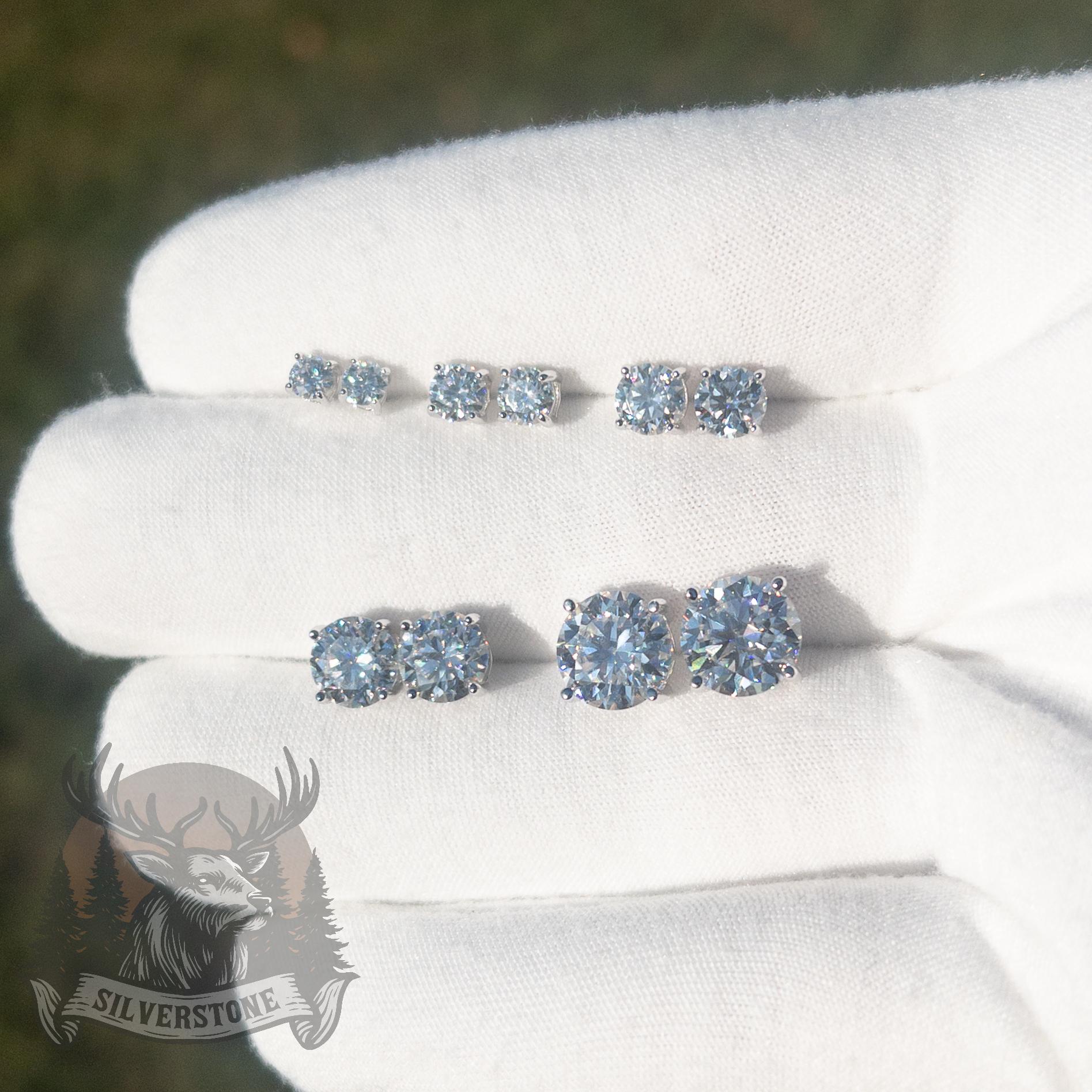 Moissanite Stud Earrings - 925 Sterling Silver
