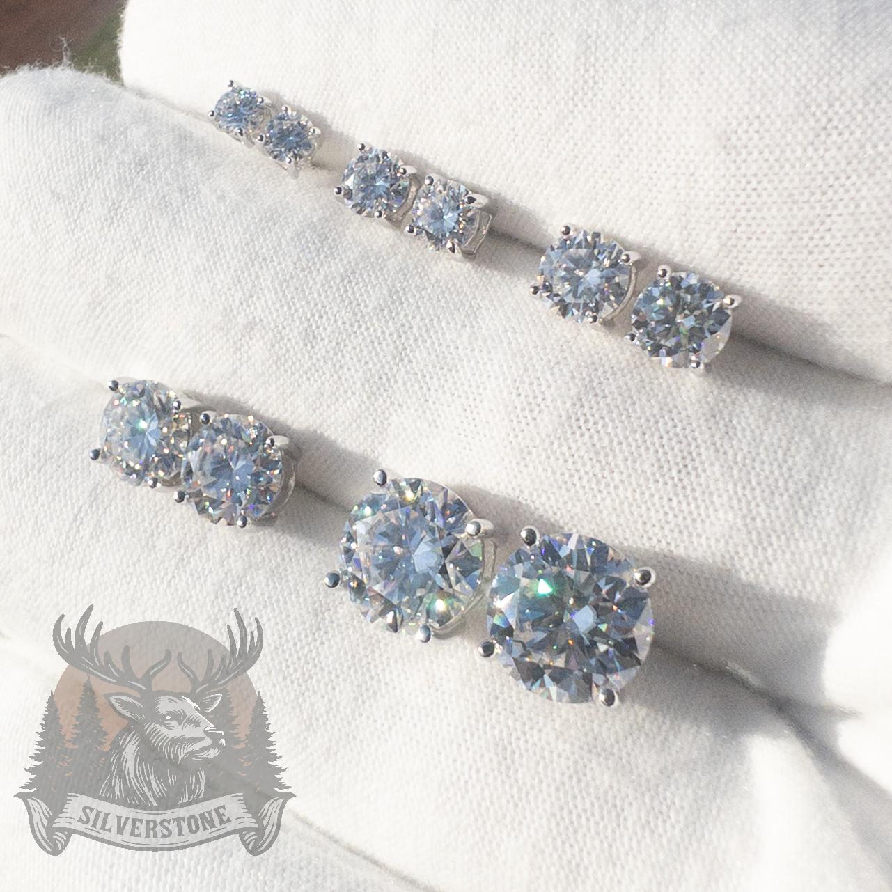 Moissanite Stud Earrings - 925 Sterling Silver