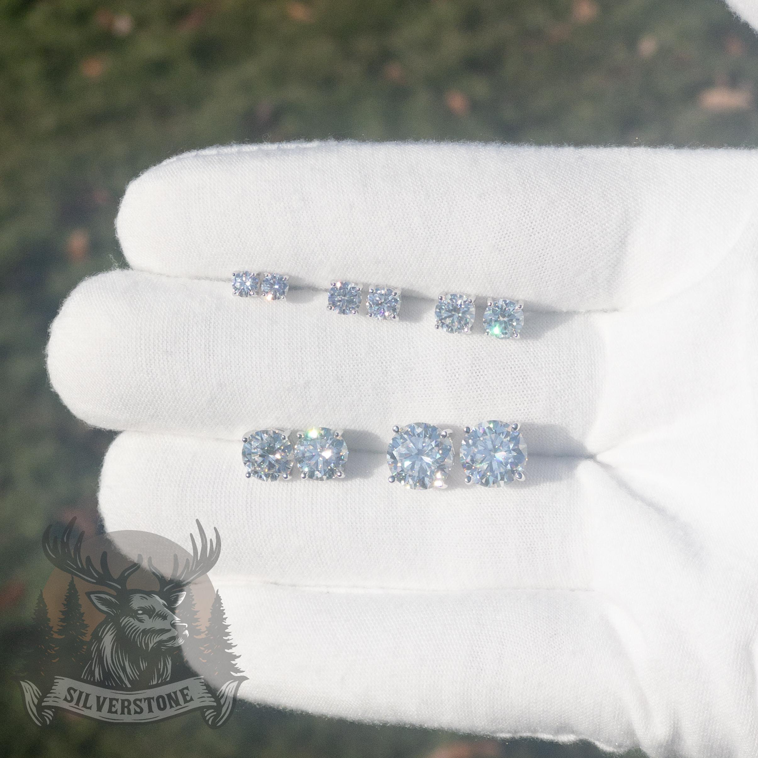 Moissanite Stud Earrings - 925 Sterling Silver