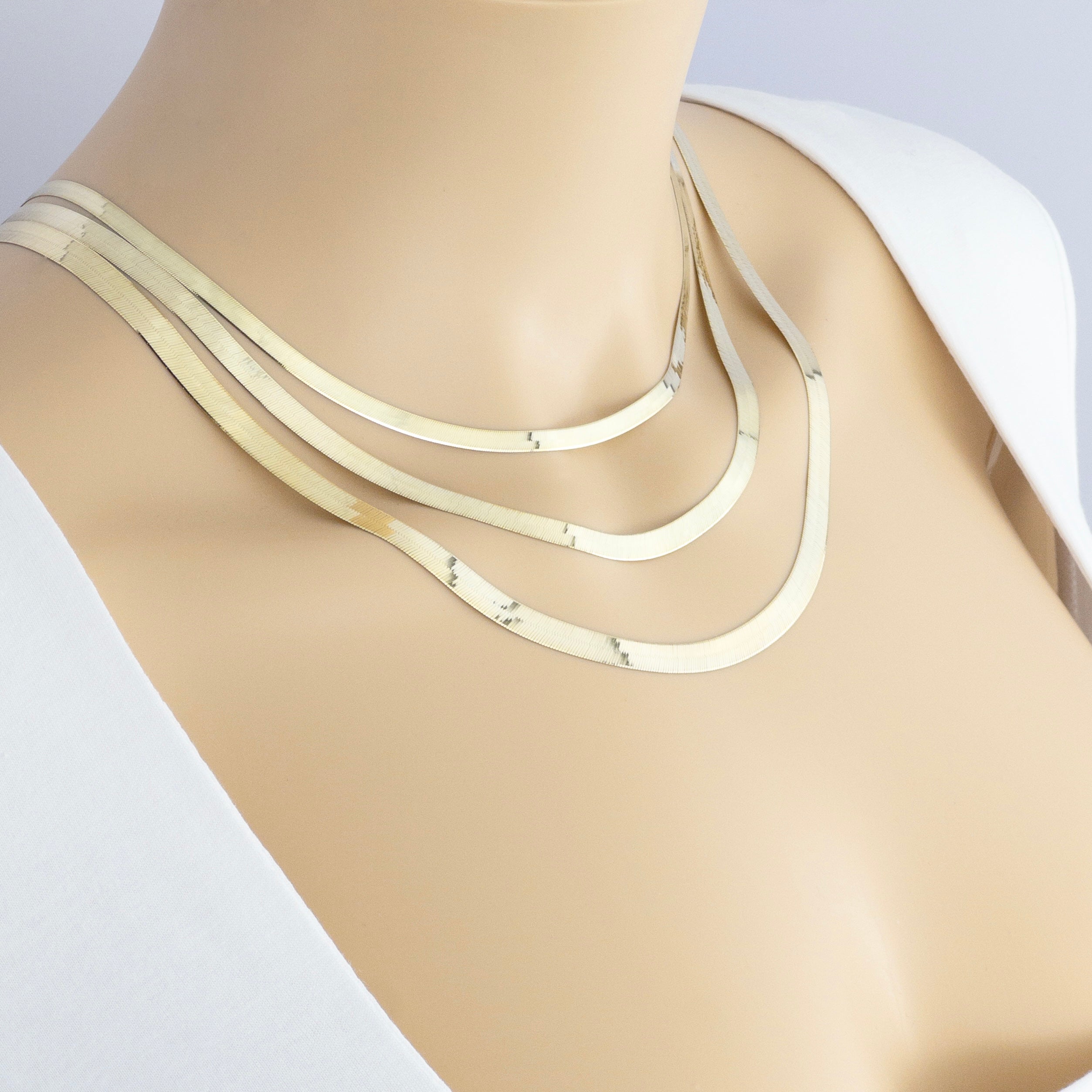 Herringbone Necklace - 10K Gold