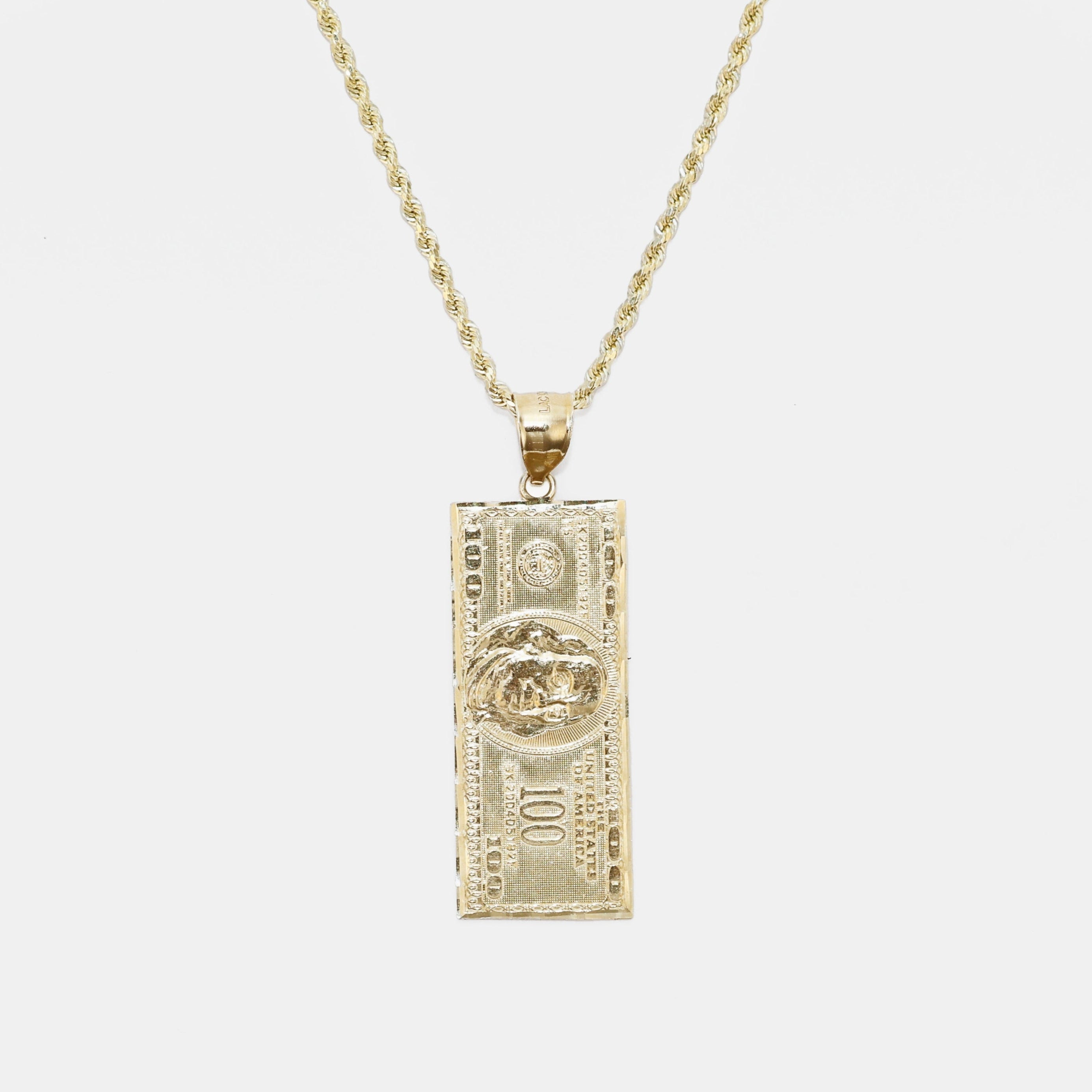 $100 Bill Pendant - 10k Gold