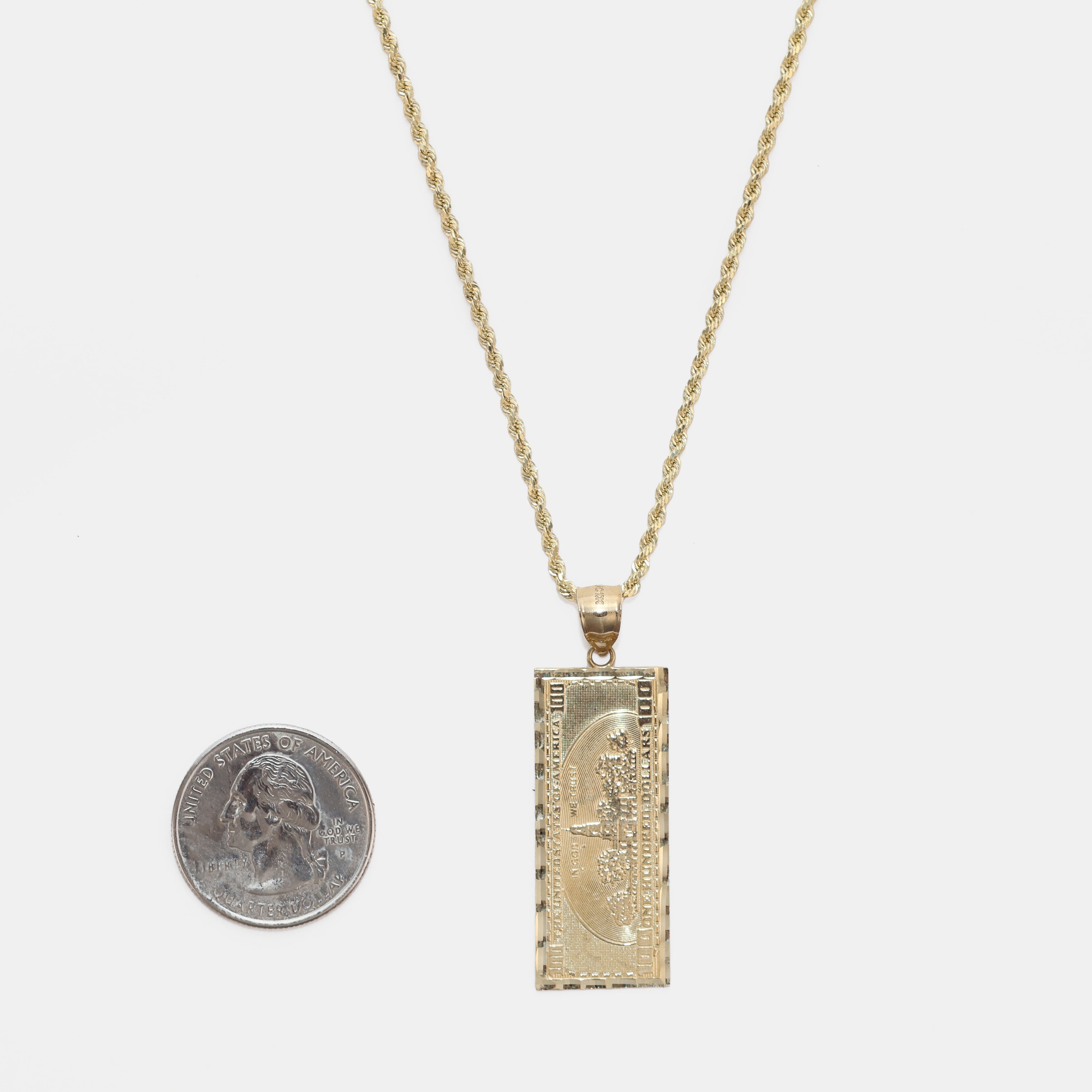$100 Bill Pendant - 10k Gold