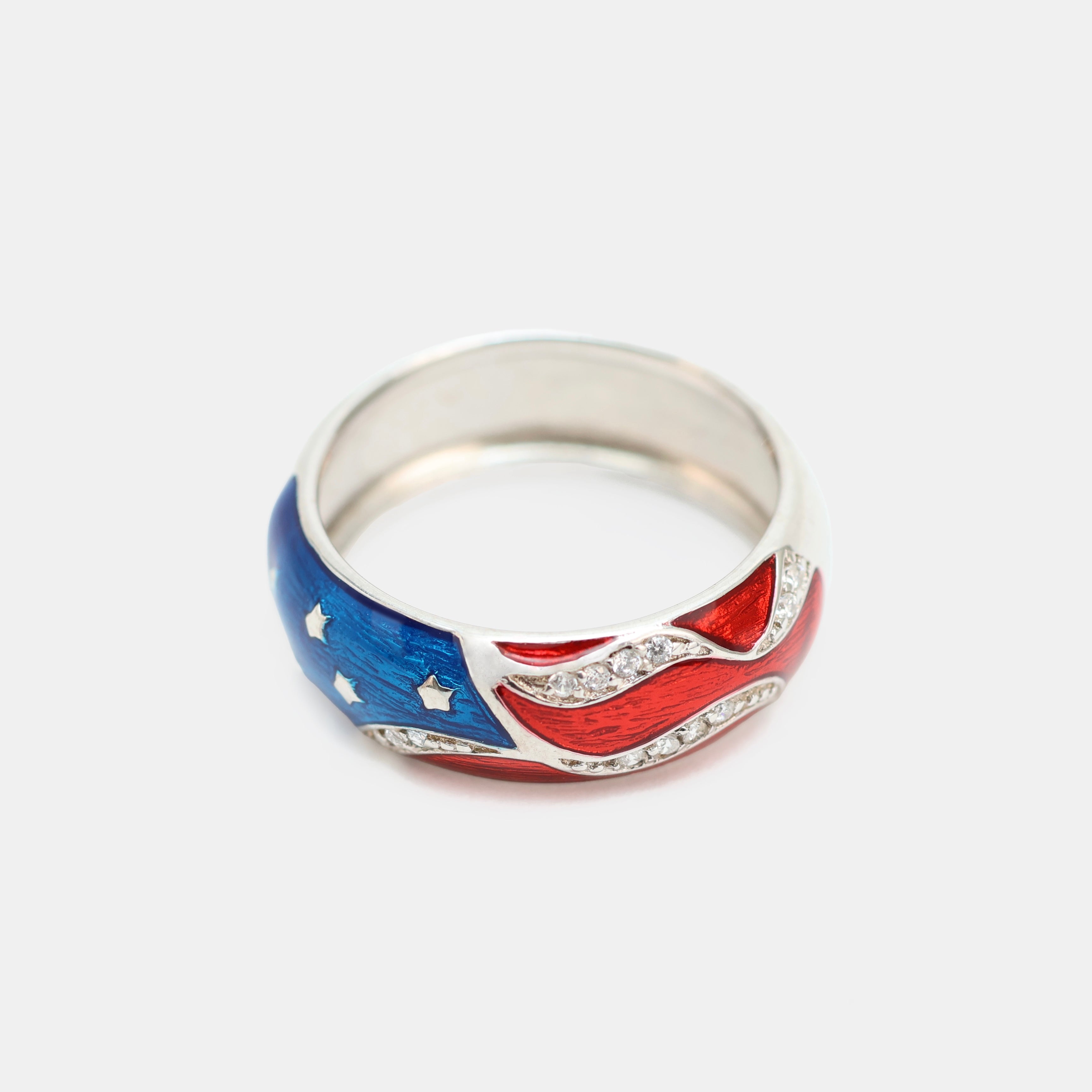 American Flag Ring - 925 Sterling Silver