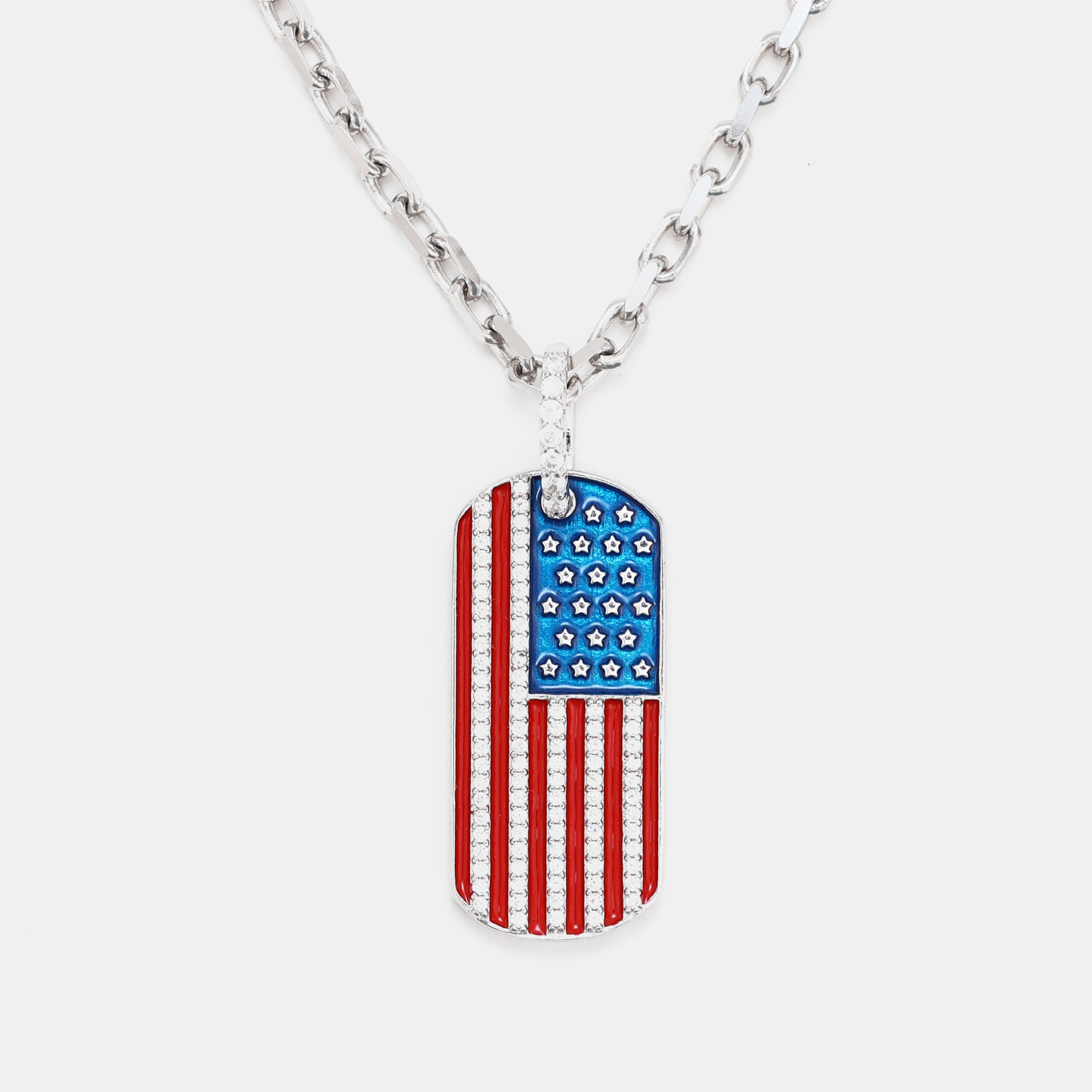 American Flag Pendant - 925 Sterling Silver