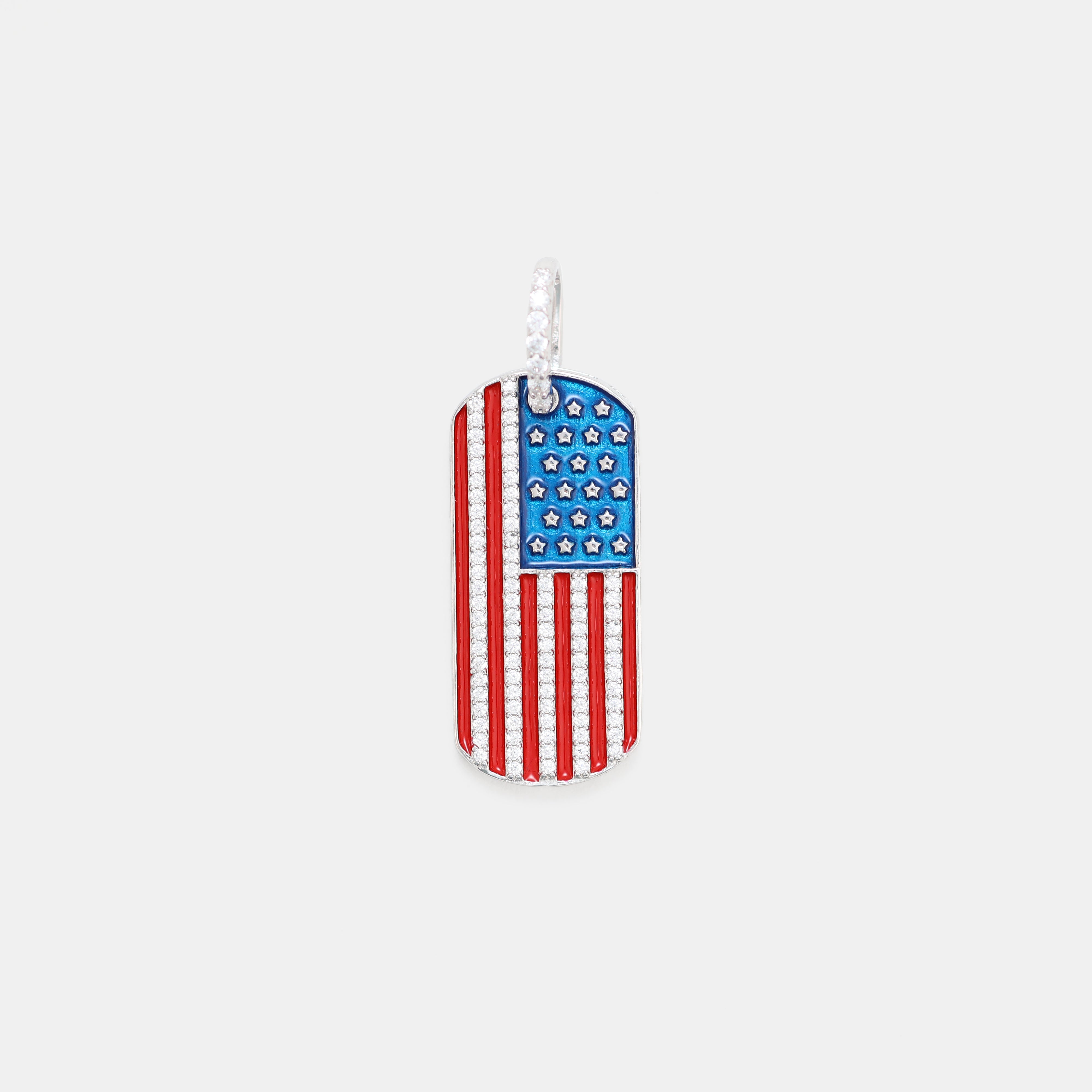 American Flag Pendant - 925 Sterling Silver