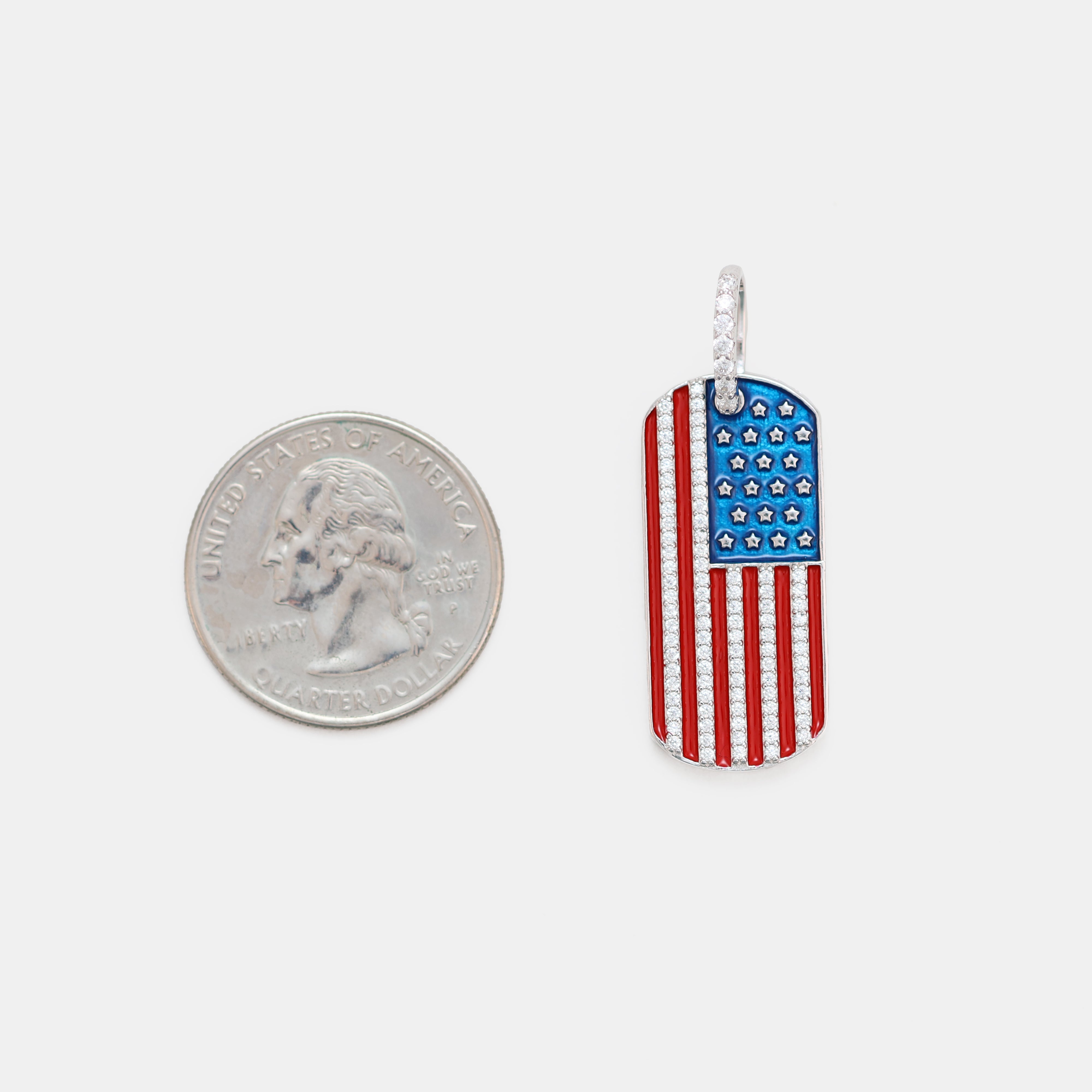 American Flag Pendant - 925 Sterling Silver