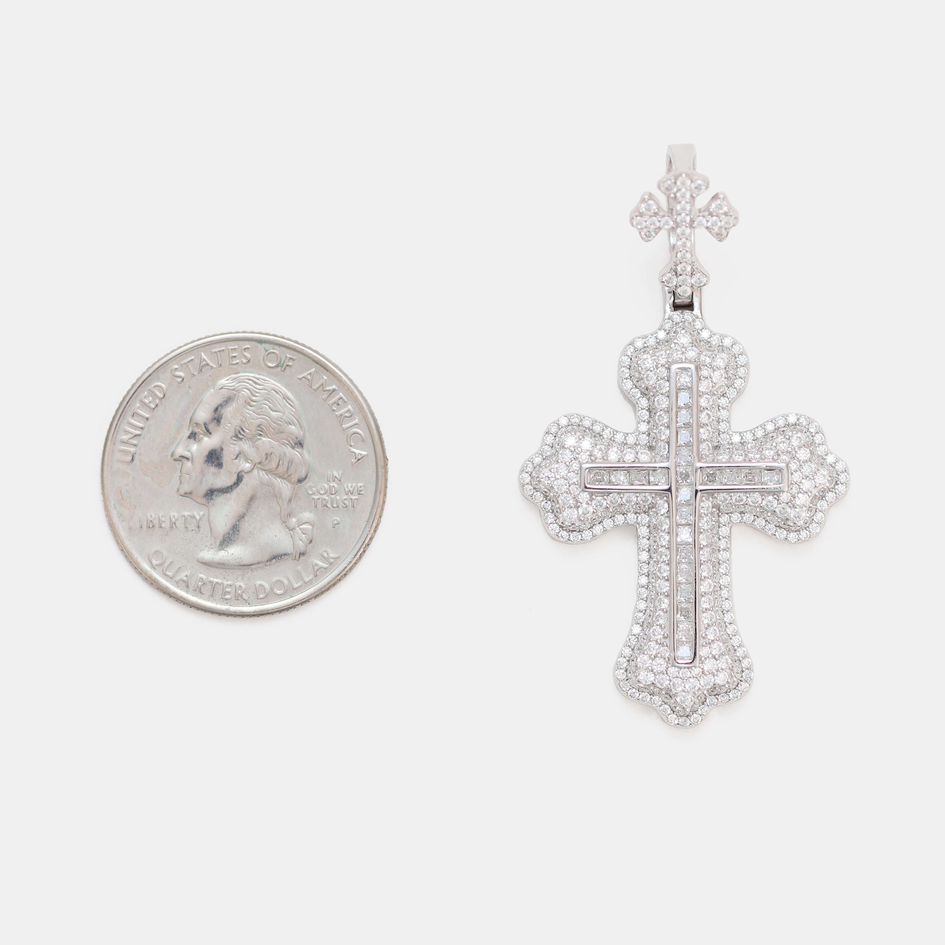 2.35ctw VVS1 Moissanite Cross Pendant - 925 Sterling Silver