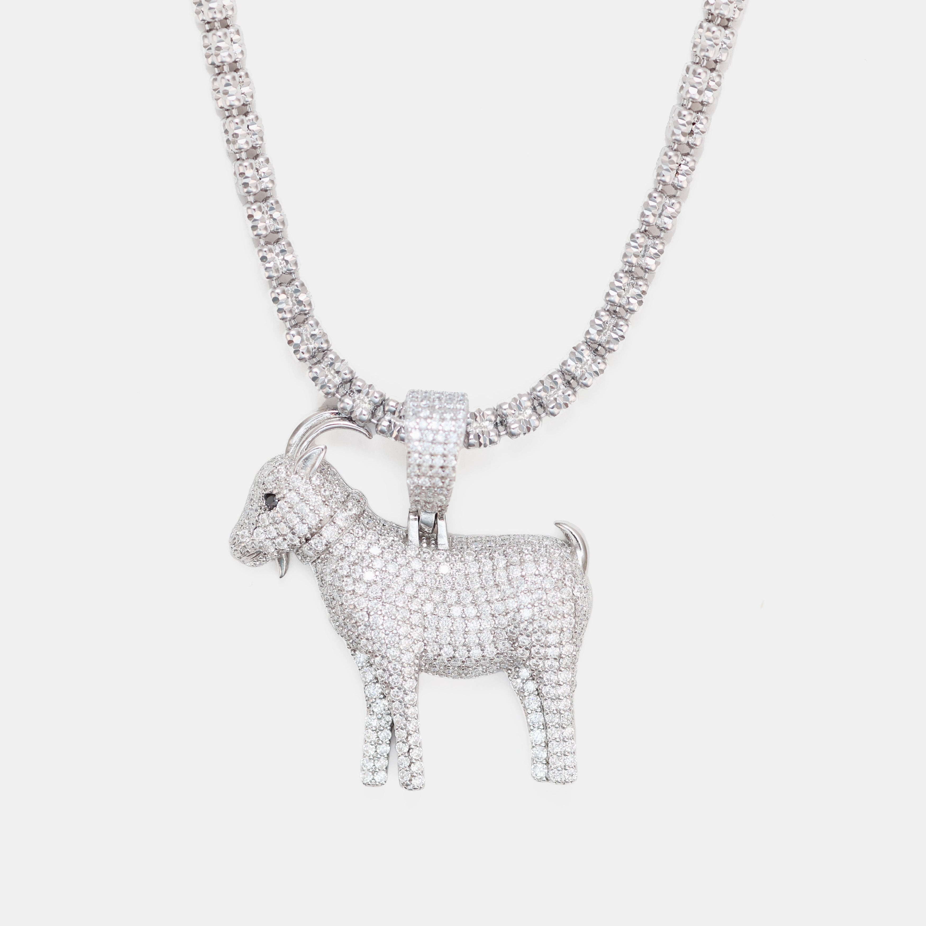 3.18ctw VVS1 Moissanite GOAT Pendant - 925 Sterling Silver