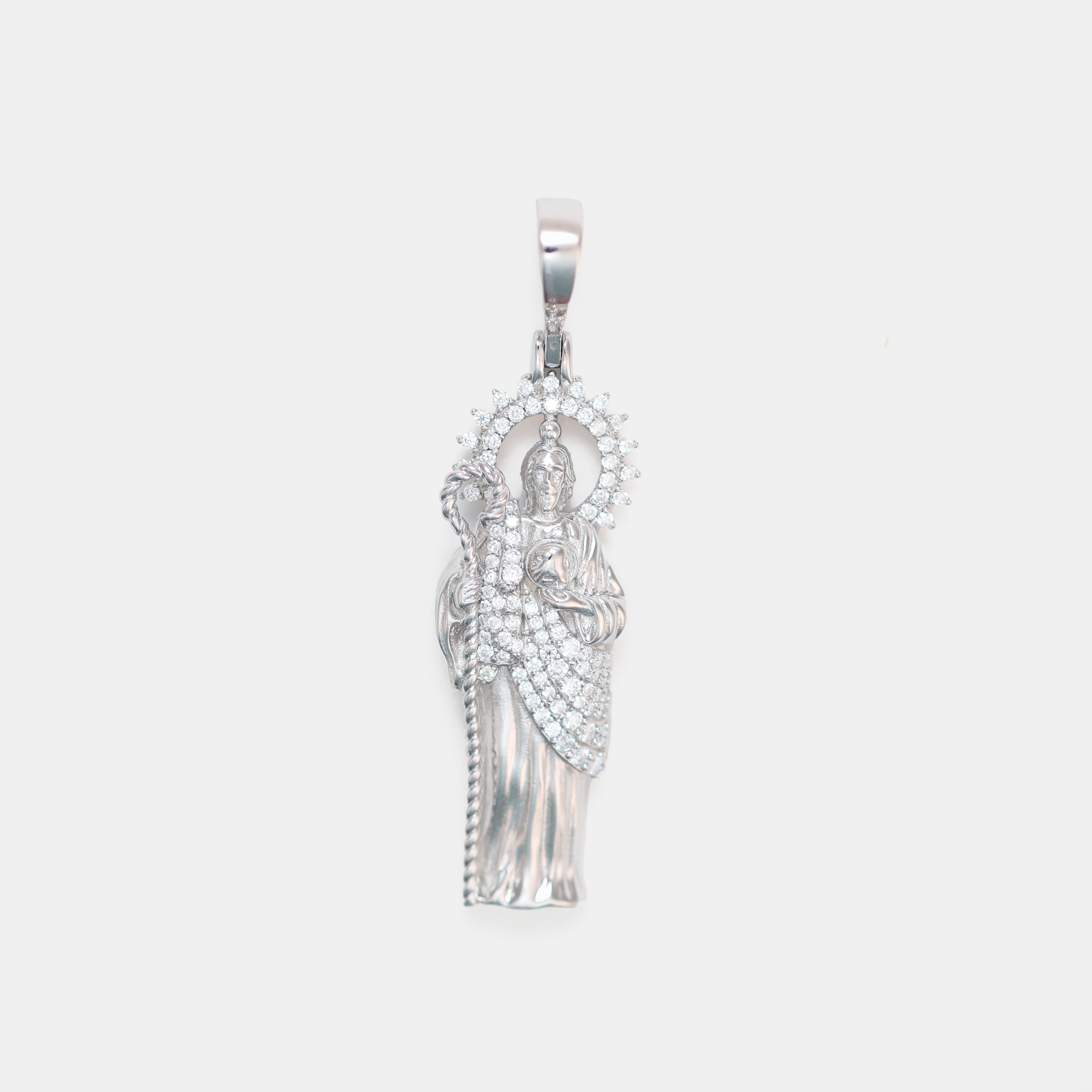 0.77ctw VVS1 Moissanite Saint Jude Pendant - 925 Sterling Silver