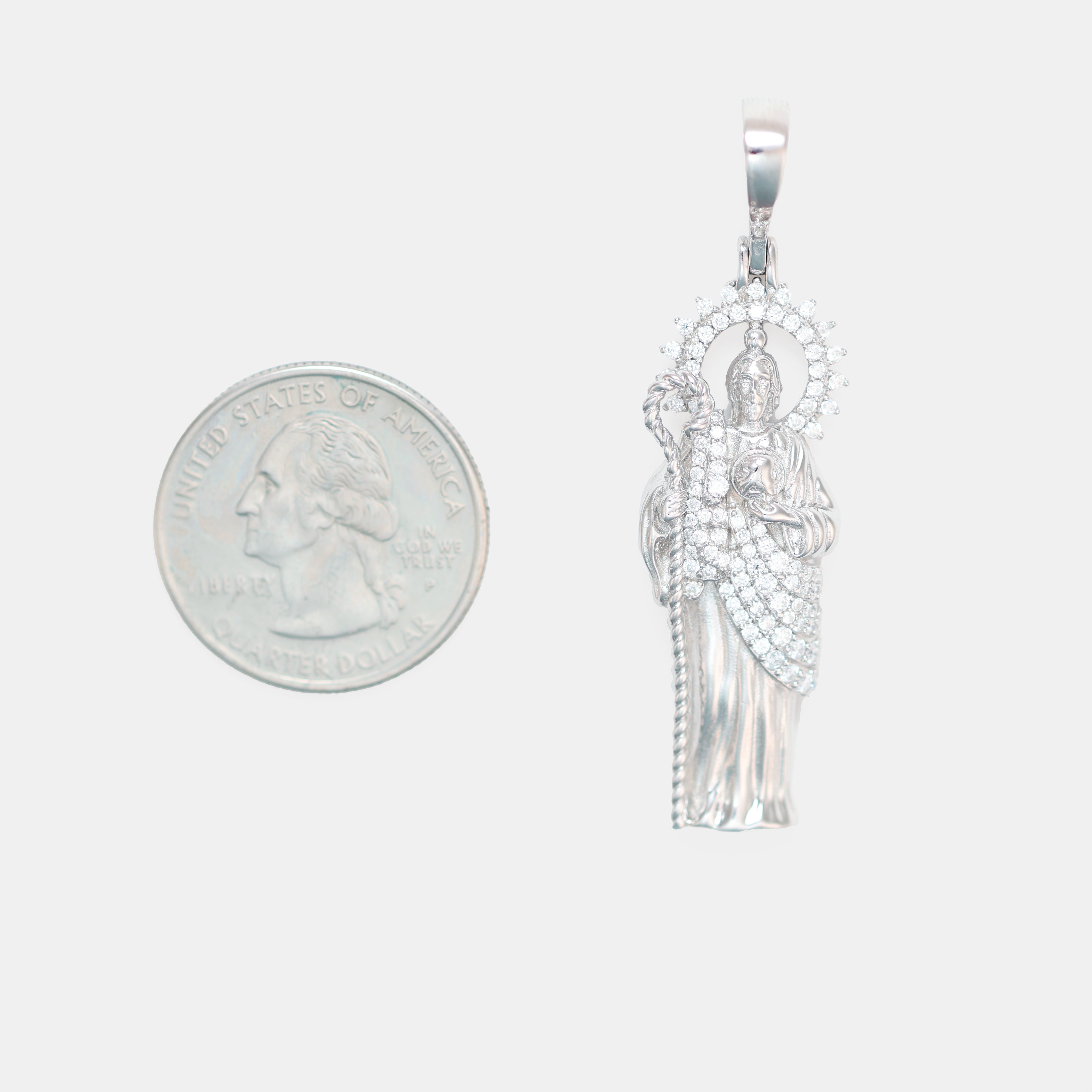 0.77ctw VVS1 Moissanite Saint Jude Pendant - 925 Sterling Silver