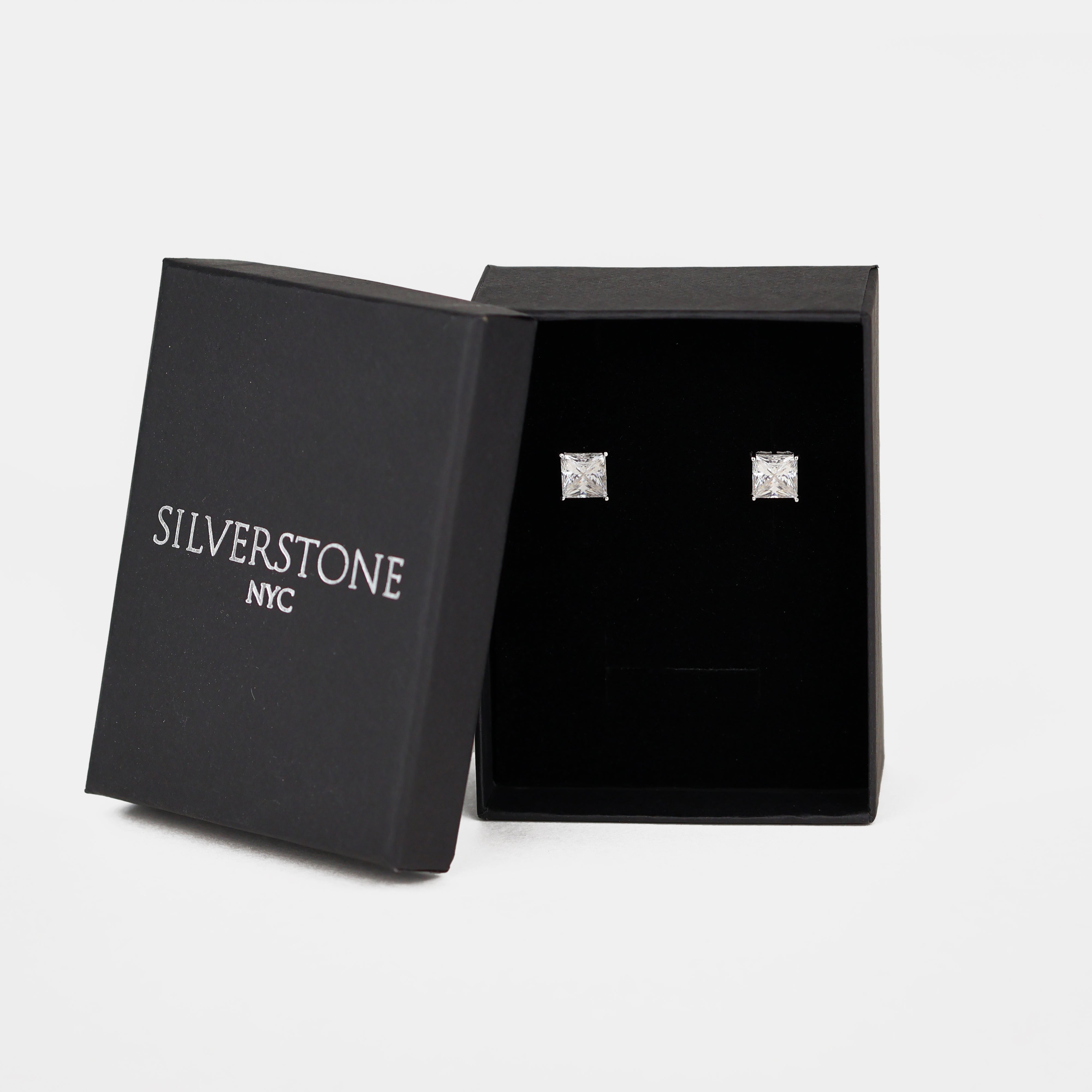Square Moissanite Earrings - 925 Sterling Silver Square - Princess Cut