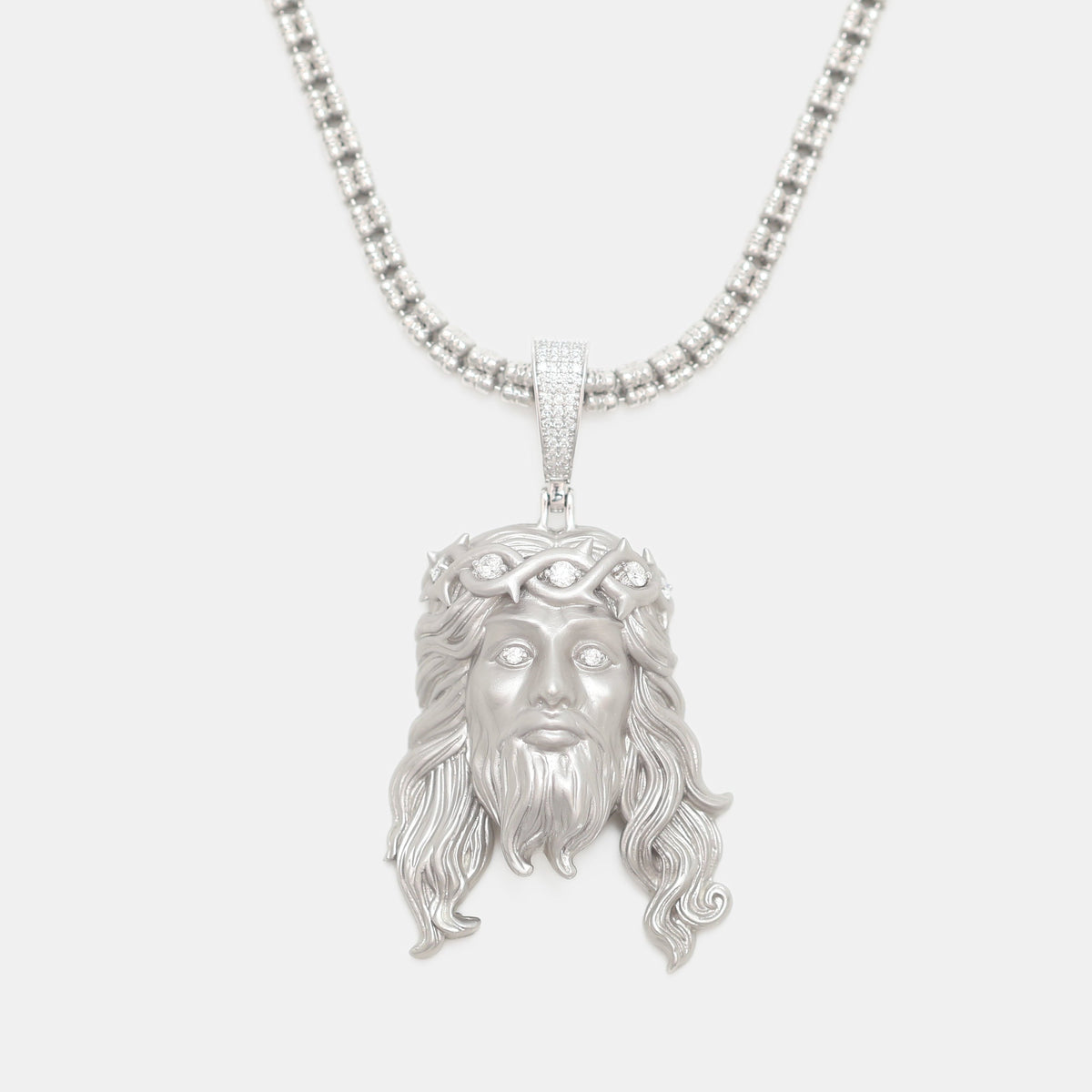 0.54ctw VVS1 Moissanite Jesus Head Pendant - 925 Sterling Silver