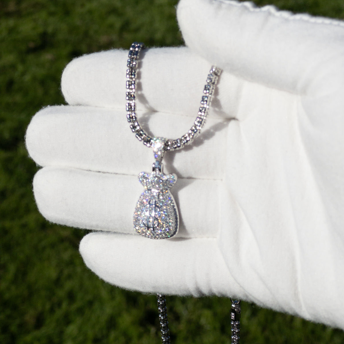 1.69ctw VVS1 Moissanite Money Bag Pendant - 925 Sterling Silver