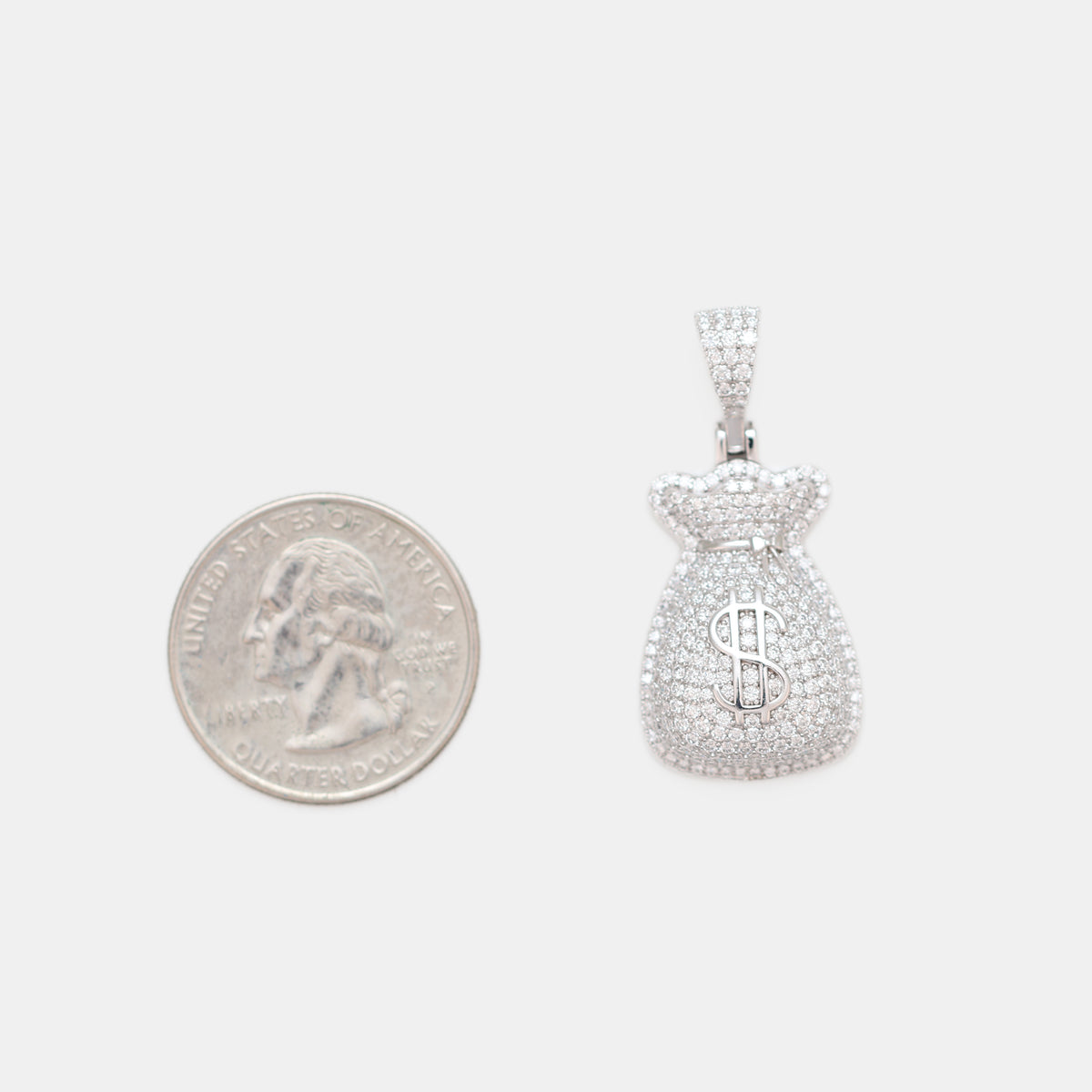 1.69ctw VVS1 Moissanite Money Bag Pendant - 925 Sterling Silver